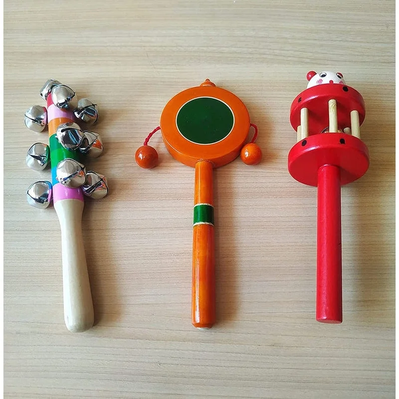Wooden Rattles for Baby - set of 3 pcs - multicolor