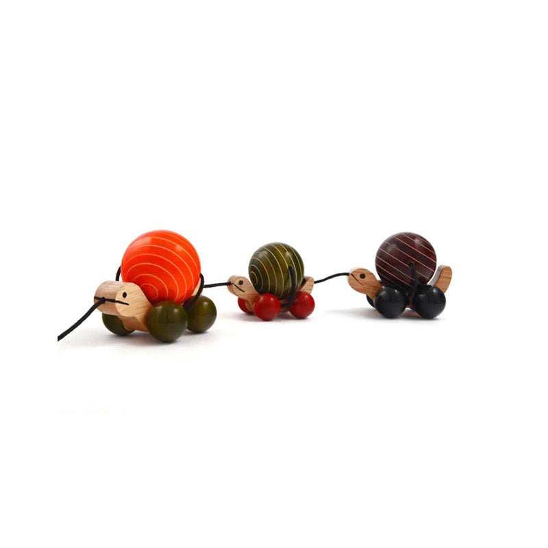 Ma Me Pa - Orange Green Brown  (Wooden Pull Toy Train)